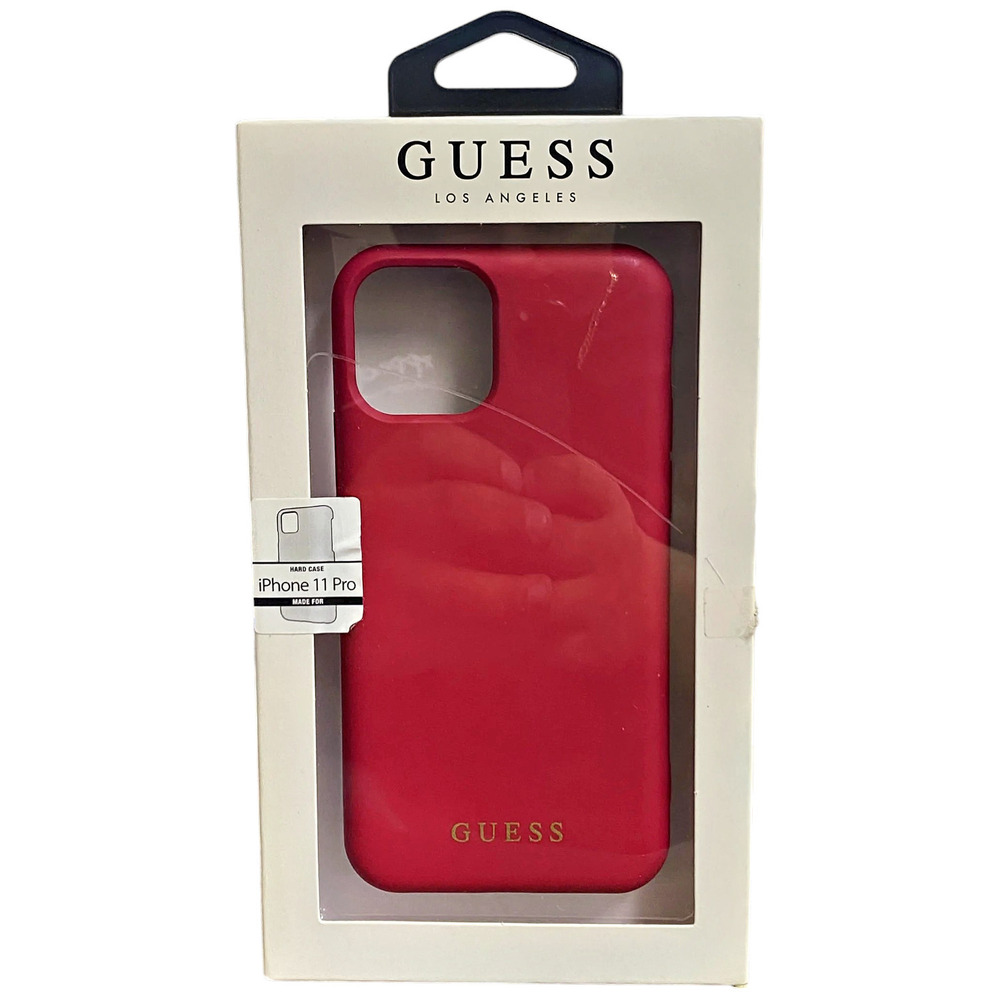 Guess iPhone 11 Pro Silicone Case w/ Soft Microfiber Red